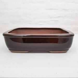 Maceta rectangular esmaltada marrón