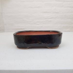 Maceta rectangular esmaltada con esquinas ovaladas